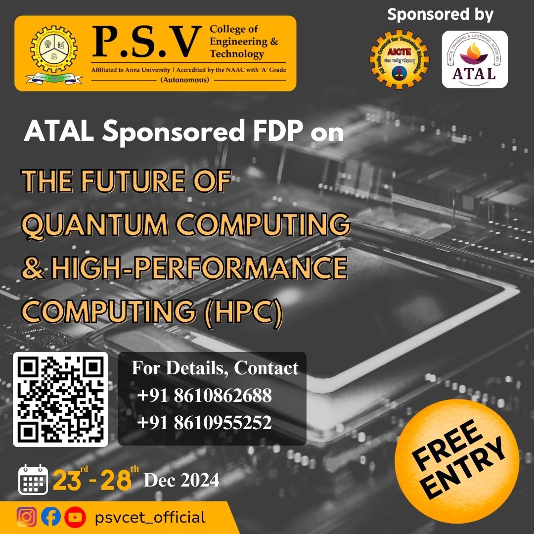 ATAL Sponsored FDP on “The Future of Quantum Computing &  High-Performance Computing (HPC)” on 23-28 Dec 2024